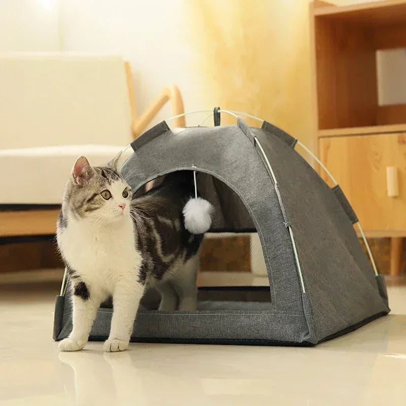Pet Tent Bed Removable Canvas - Semi-Enclosed Cat Sofa for Room Decor