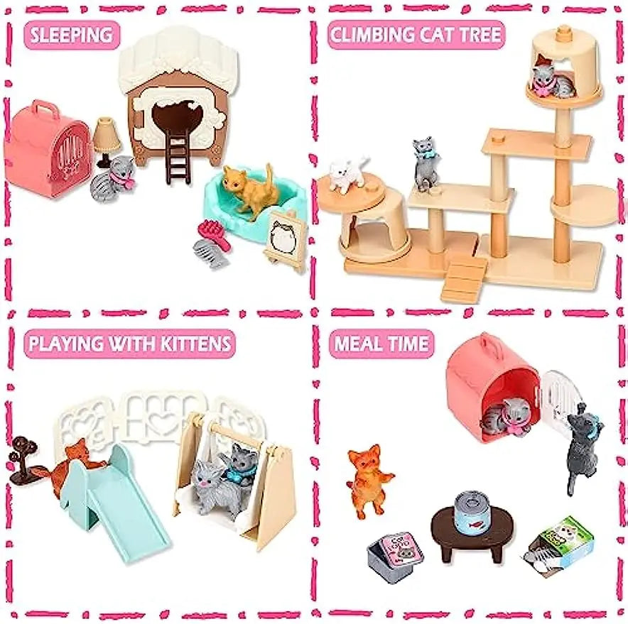 Children's Cat Toys Pretend Play Set - Interactive Role Playing Care Center