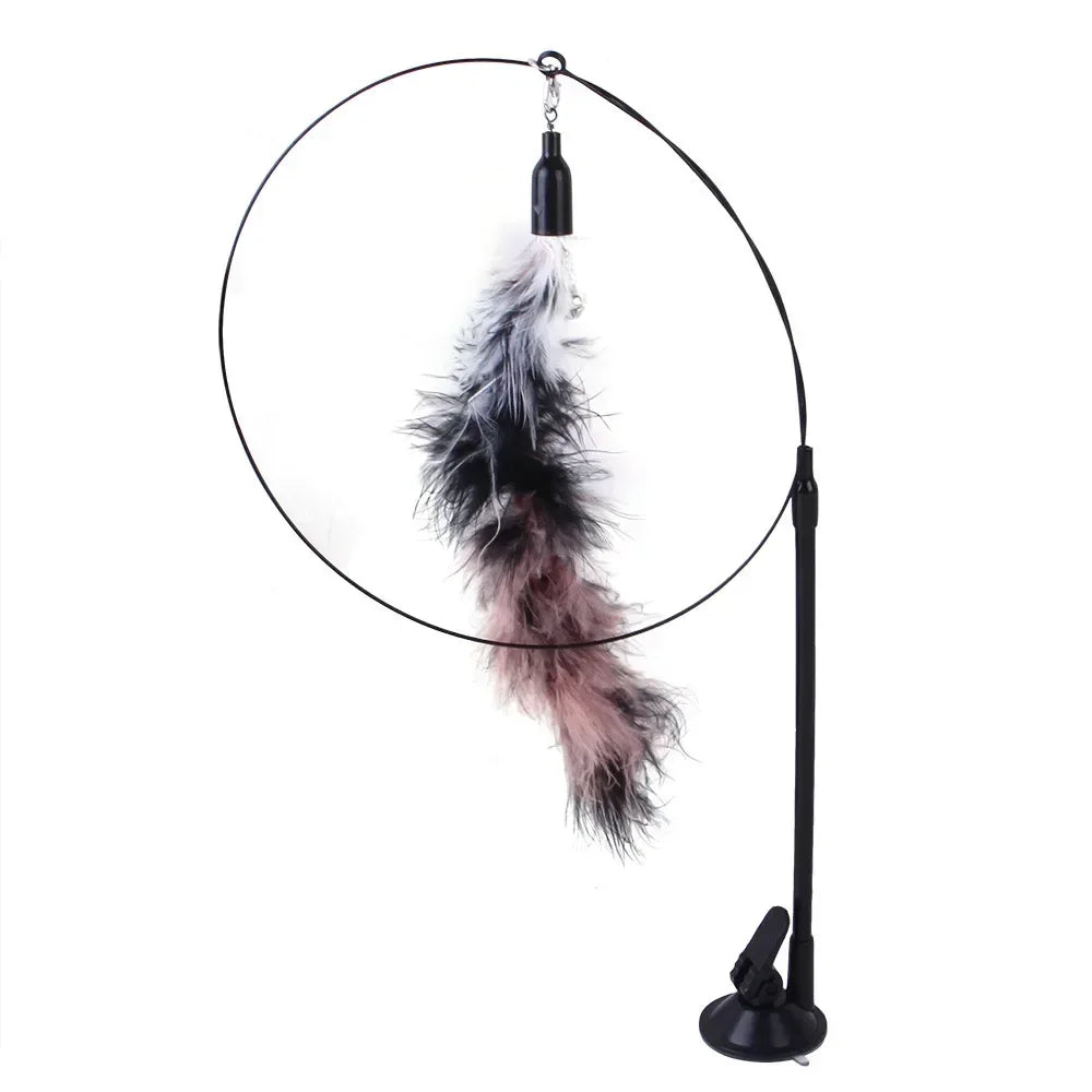 Interactive Bird Cat Toy - Feather Wand with Bell