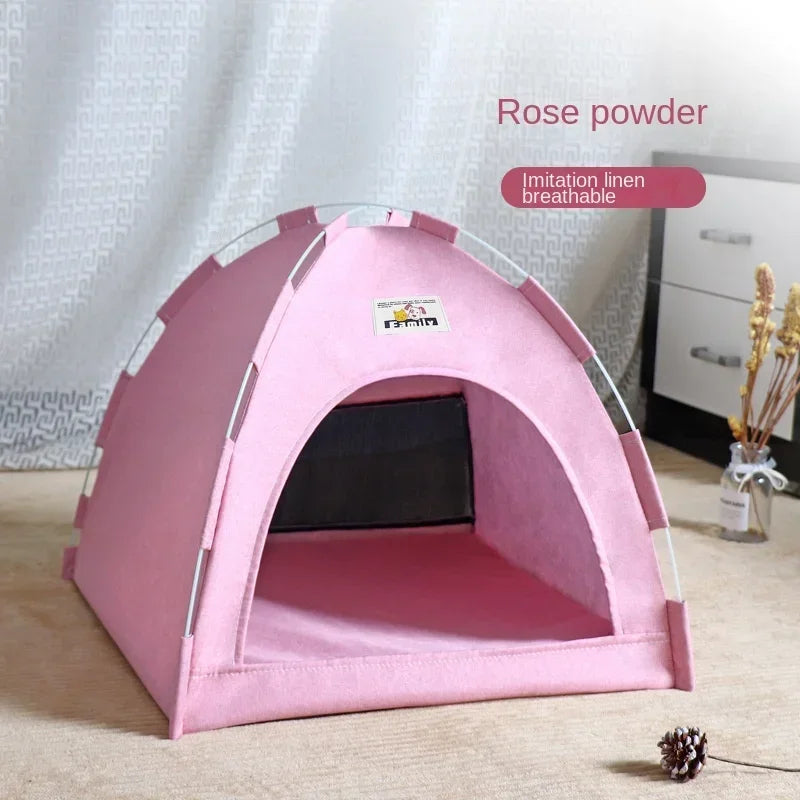 Pet Tent Bed Removable Canvas - Semi-Enclosed Cat Sofa for Room Decor