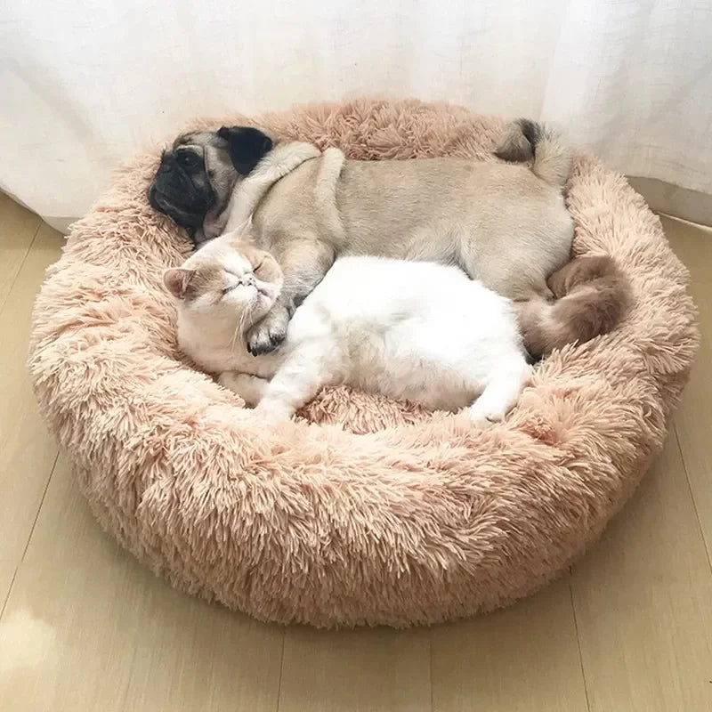 Super Soft Pet Cat Bed - Plush Donut Calm Bed Washable Sleeping Artifact