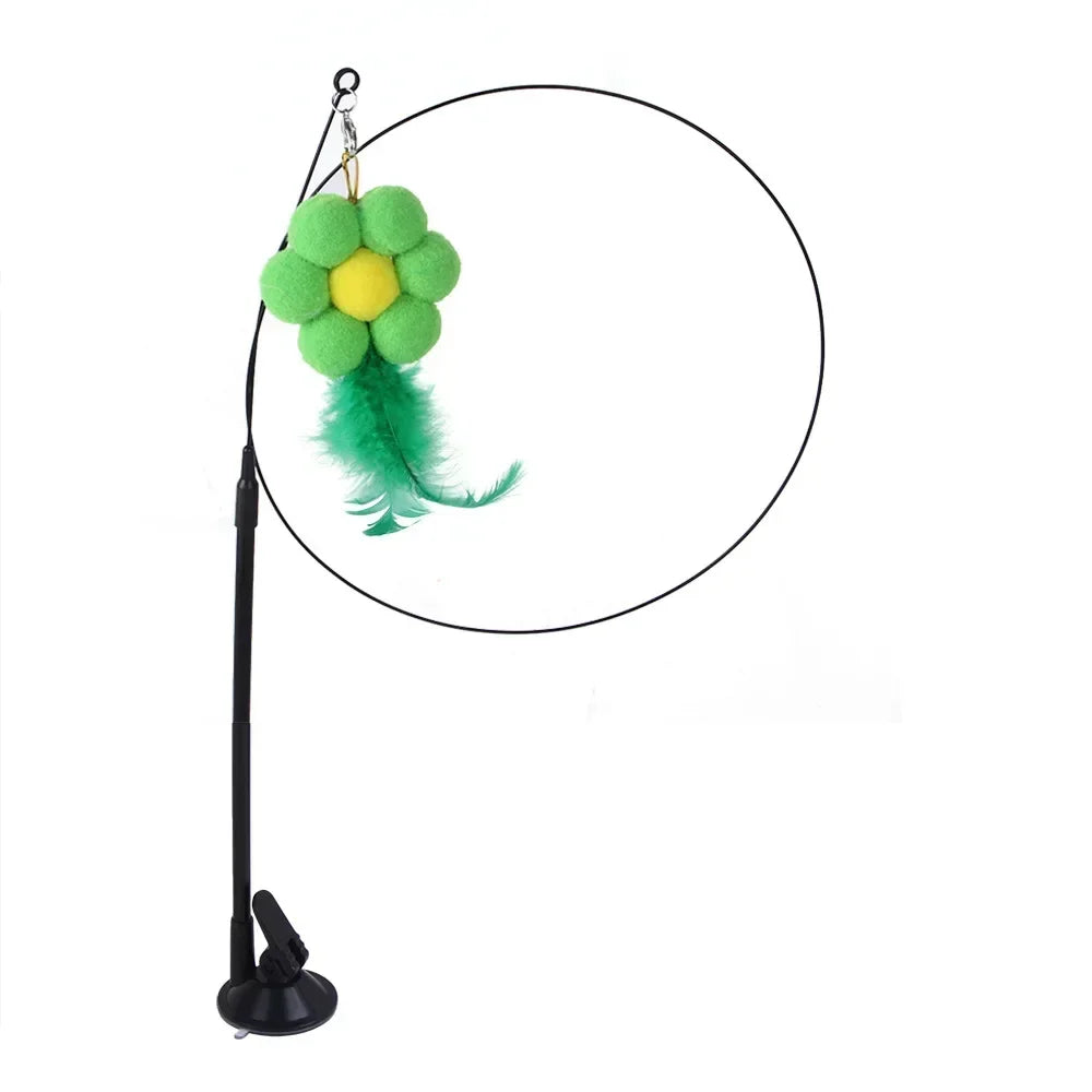 Interactive Bird Cat Toy - Feather Wand with Bell