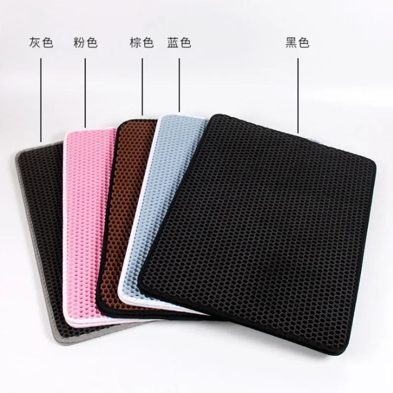 Cat Litter Mat Double Layer Waterproof - Non-Slip Washable Clean Pad with Gift