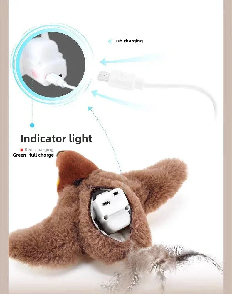 Cat Interactive Toys - Catnip Electric Bird Touch-Activated USB Rechargeable