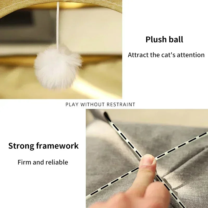 Pet Tent Bed Removable Canvas - Semi-Enclosed Cat Sofa for Room Decor