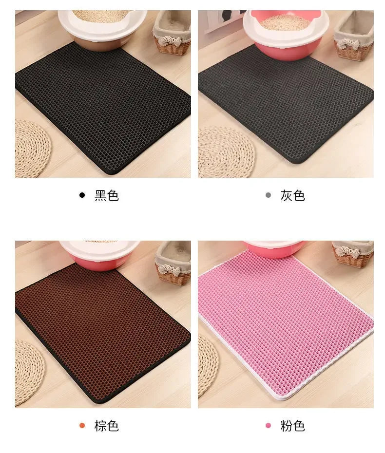 Cat Litter Mat Double Layer Waterproof - Non-Slip Washable Clean Pad with Gift