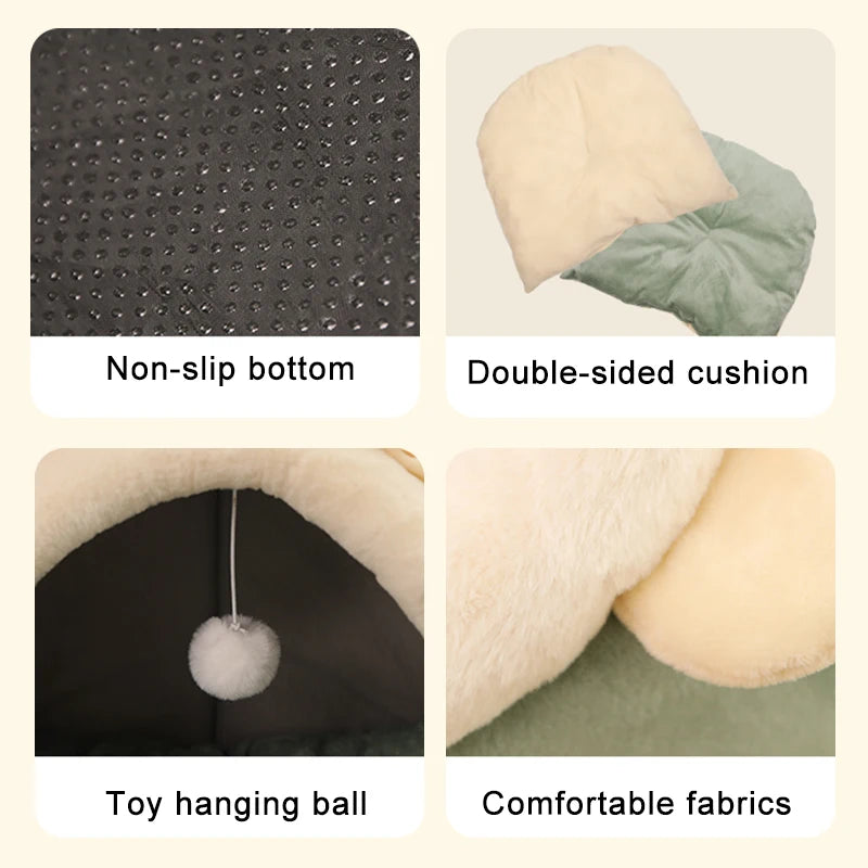 Deep Sleep Cat Bed - Warm Pet Basket Cozy House Kitten Lounger Cave