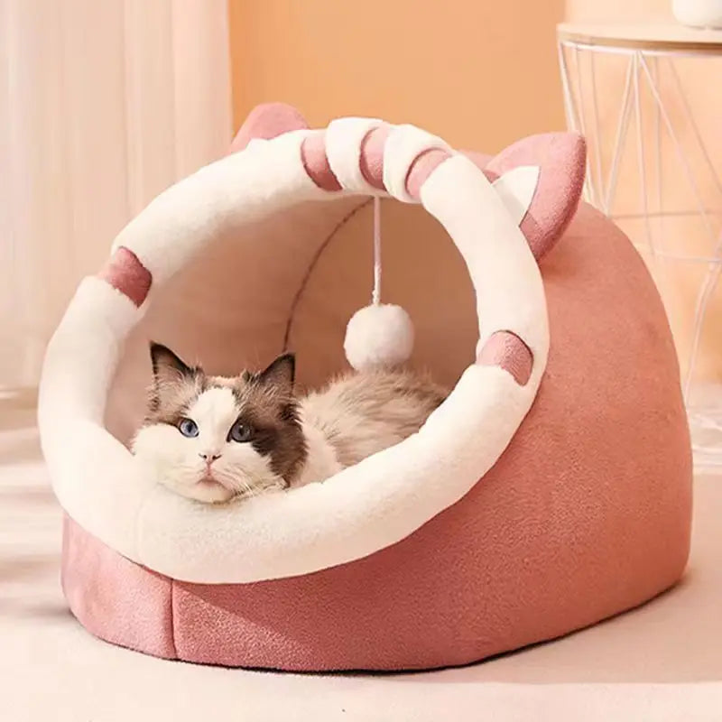 Deep Sleep Cat Bed - Warm Pet Basket Cozy House Kitten Lounger Cave