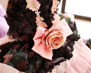 Luxury Floral Dog Dress with Ruffled Skirt & Pink Bow