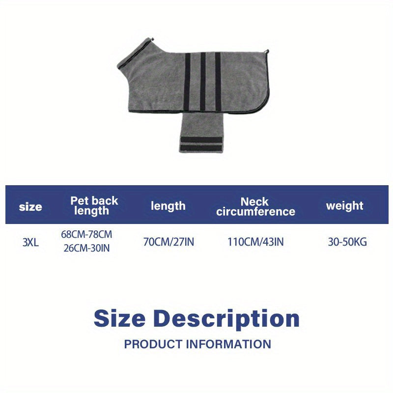 Super Absorbent Dog Bathrobe Towel - Quick-Drying for All Breeds