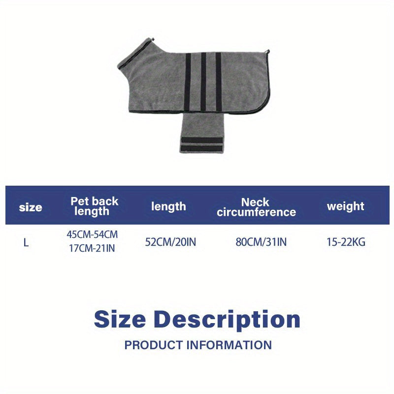 Super Absorbent Dog Bathrobe Towel - Quick-Drying for All Breeds