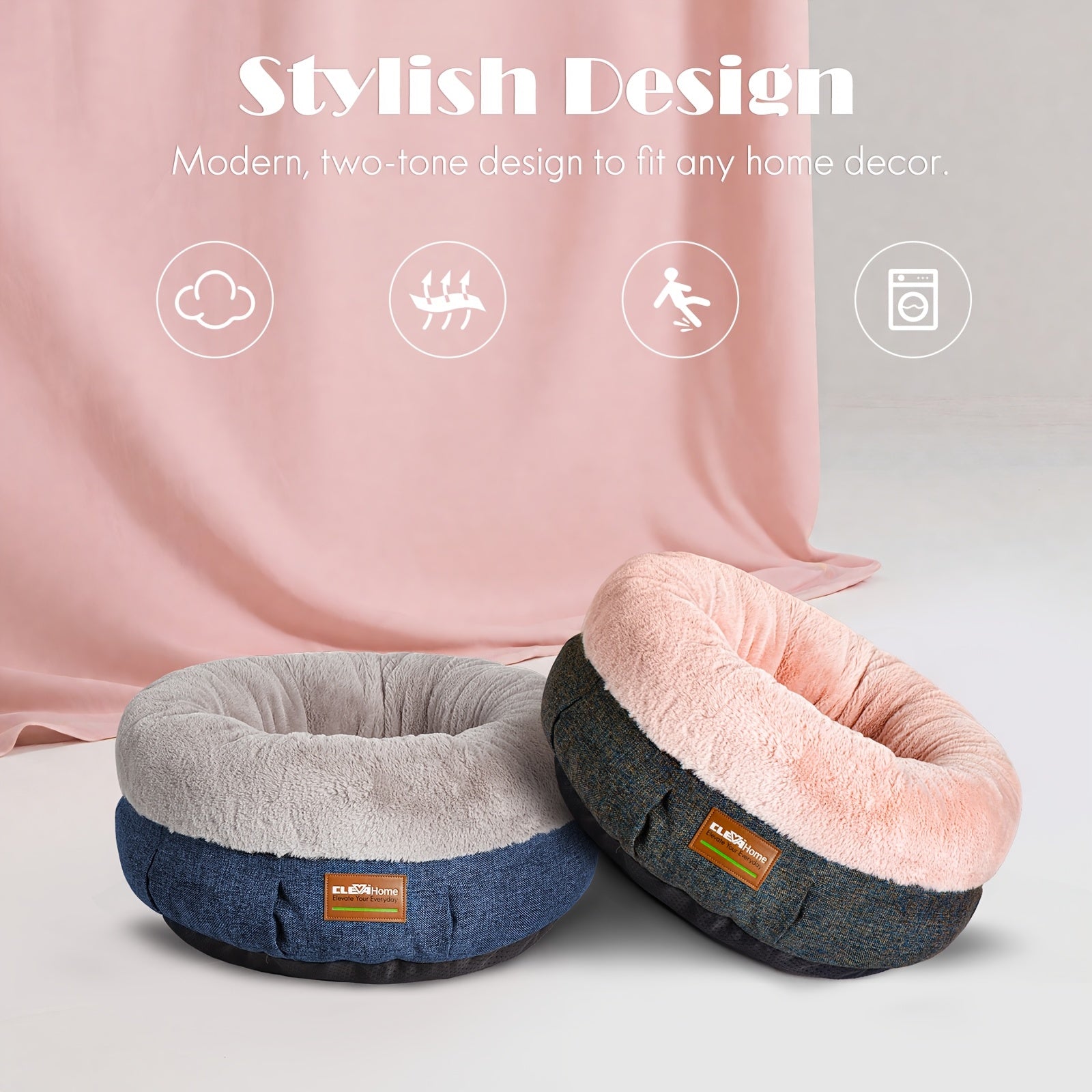 Cat Bed For Indoor Cats - 20 Inch Round Plush Pet Bed For Small Dogs & Cats Up To 11 Lbs, Cozy Donut Cuddler With Raised Rim & Anti-Slip Bottom, Washable Fluffy Calming Bed For Kittens & Puppies, Ideal Holiday & Birthday Gift by Tail chasers