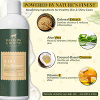 5-in-1 Dog Shampoo – Cleans, Conditions, Deodorizes, Moisturizes & Detangles – with Coconut, Oatmeal & Aloe – for Sensitive Skin – 16 fl oz