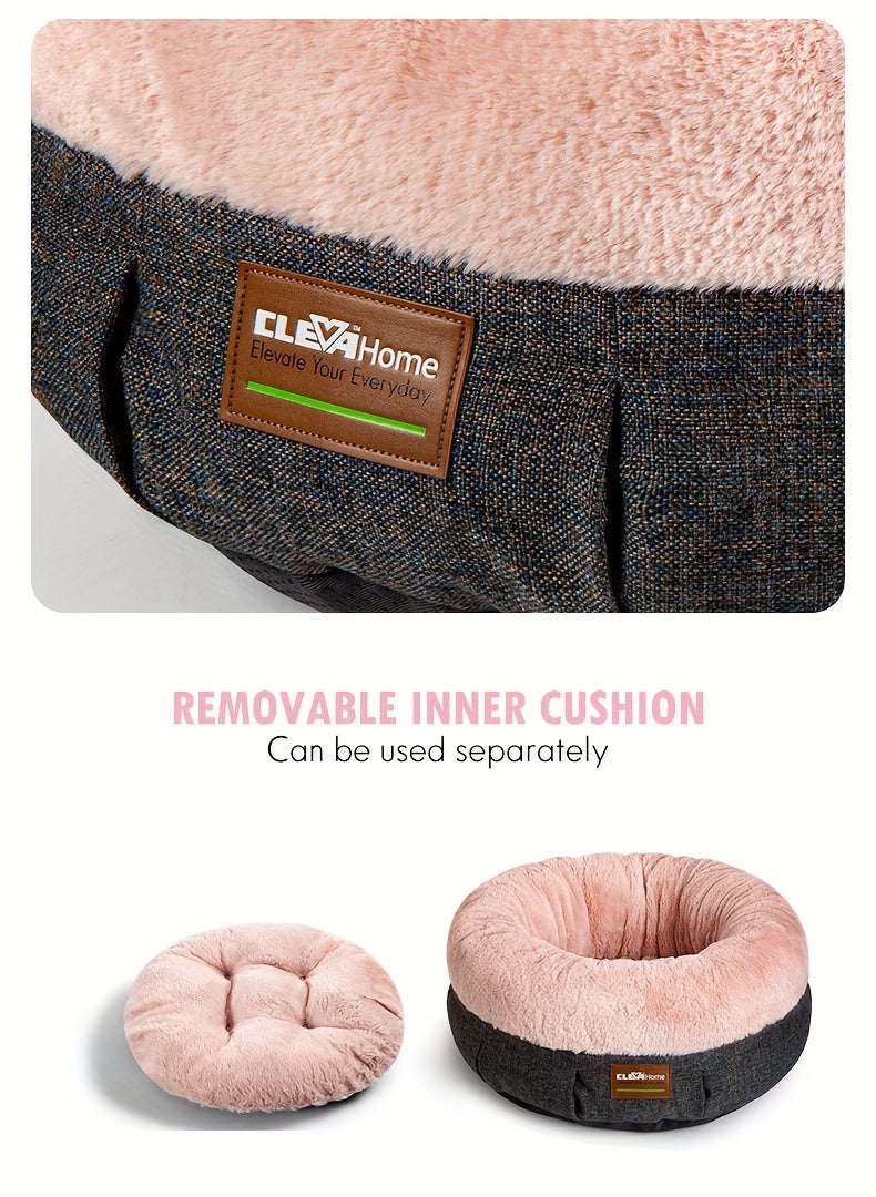 Cat Bed For Indoor Cats - 20 Inch Round Plush Pet Bed For Small Dogs & Cats Up To 11 Lbs, Cozy Donut Cuddler With Raised Rim & Anti-Slip Bottom, Washable Fluffy Calming Bed For Kittens & Puppies, Ideal Holiday & Birthday Gift by Tail chasers