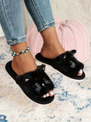 Black & White Cat Fleece Slippers