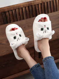 Black & White Cat Fleece Slippers