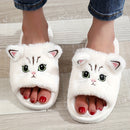 Black & White Cat Fleece Slippers