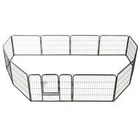 vidaXL Dog Playpen 12 Panels Steel 31.5"x23.6" Black-0