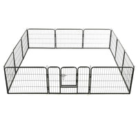vidaXL Dog Playpen 12 Panels Steel 31.5"x23.6" Black-3