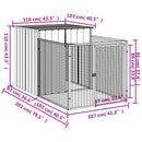 vidaXL Dog House with Run Outdoor Dog Kennel Cage Shelter Galvanized Steel-0