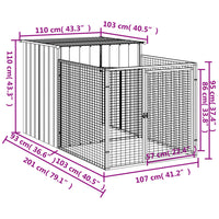 vidaXL Dog House with Run Outdoor Dog Kennel Cage Shelter Galvanized Steel-0