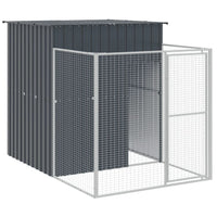 vidaXL Dog House Outdoor Dog Kennel Crate Shelter with Run Galvanized Steel-0