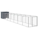 vidaXL Dog House with Run Outdoor Dog Kennel Cage Shelter Galvanized Steel-4