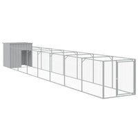 vidaXL Dog House with Run Outdoor Dog Kennel Cage Shelter Galvanized Steel-13