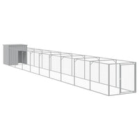 vidaXL Dog House with Run Outdoor Dog Kennel Cage Shelter Galvanized Steel-14