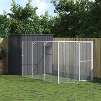 vidaXL Dog House Outdoor Dog Kennel Crate Shelter with Run Galvanized Steel-6