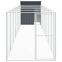 vidaXL Dog House Outdoor Dog Kennel Crate Shelter with Run Galvanized Steel-1