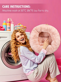 Cat Bed For Indoor Cats - 20 Inch Round Plush Pet Bed For Small Dogs & Cats Up To 11 Lbs, Cozy Donut Cuddler With Raised Rim & Anti-Slip Bottom, Washable Fluffy Calming Bed For Kittens & Puppies, Ideal Holiday & Birthday Gift by Tail chasers