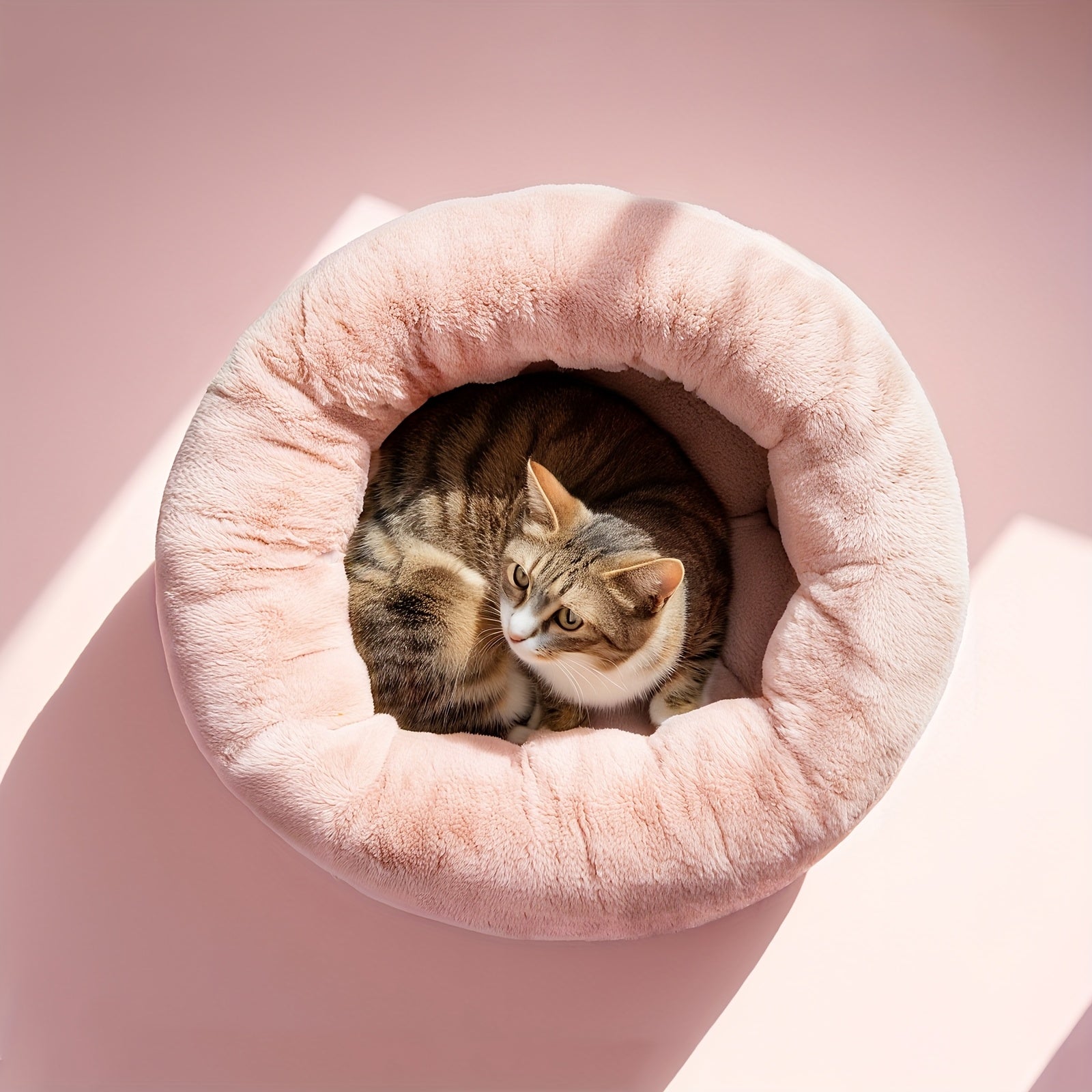 Cat Bed For Indoor Cats - 20 Inch Round Plush Pet Bed For Small Dogs & Cats Up To 11 Lbs, Cozy Donut Cuddler With Raised Rim & Anti-Slip Bottom, Washable Fluffy Calming Bed For Kittens & Puppies, Ideal Holiday & Birthday Gift by Tail chasers