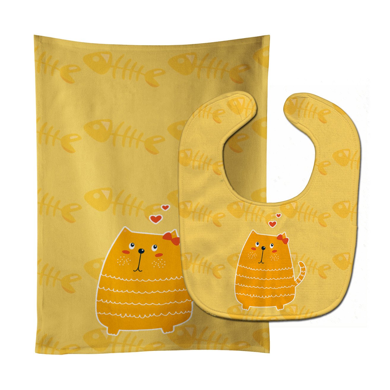 Fat Cat Love Baby Bib & Burp Cloth BB6746STBU