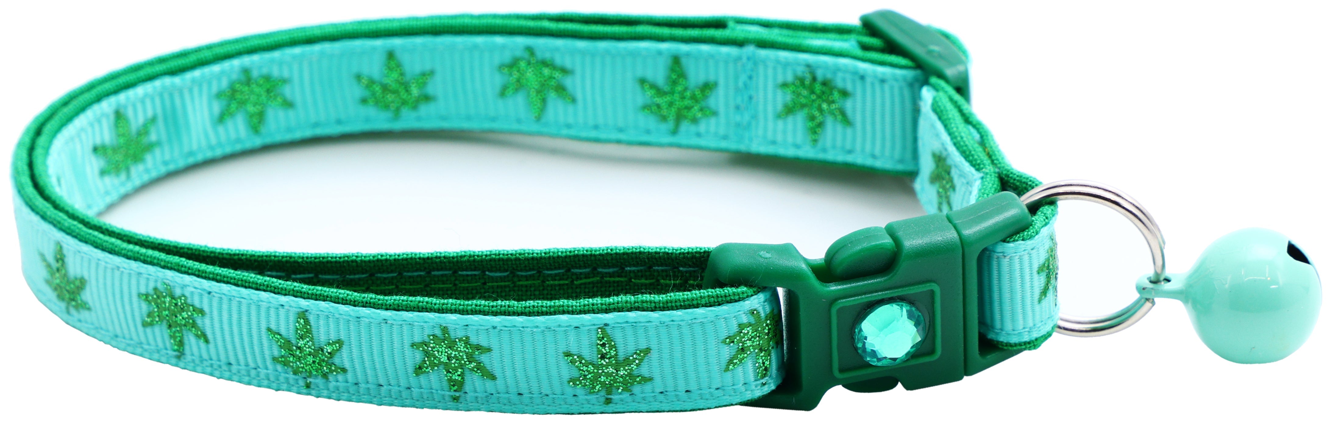 Marijuana Leaves Breakaway Cat Collar-1