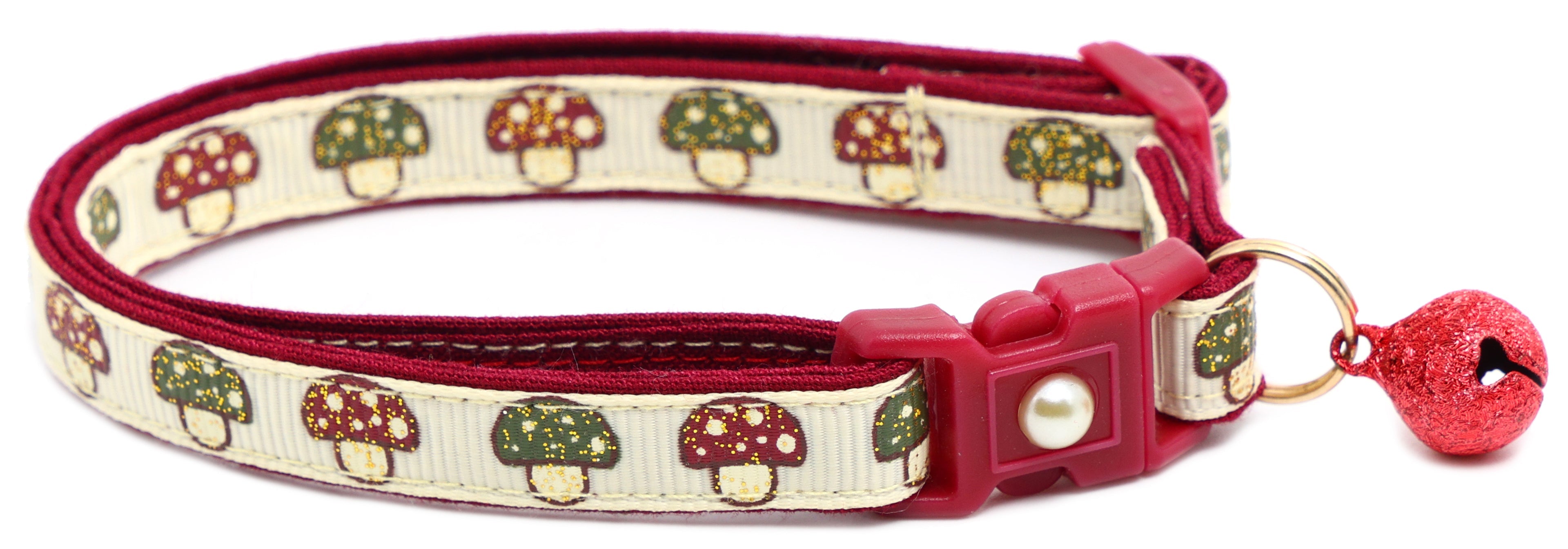 Woodland Mushrooms Breakaway Cat Collar - Enchanted Forest Style