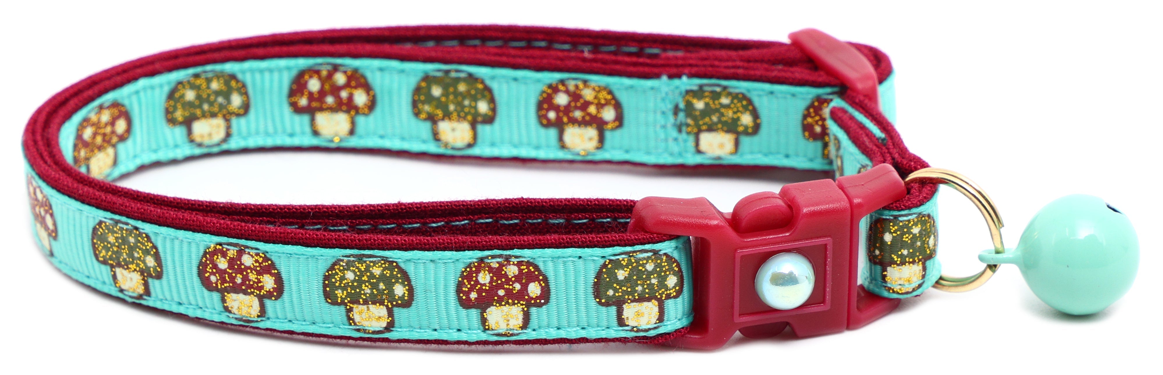 Woodland Mushrooms Breakaway Cat Collar-9