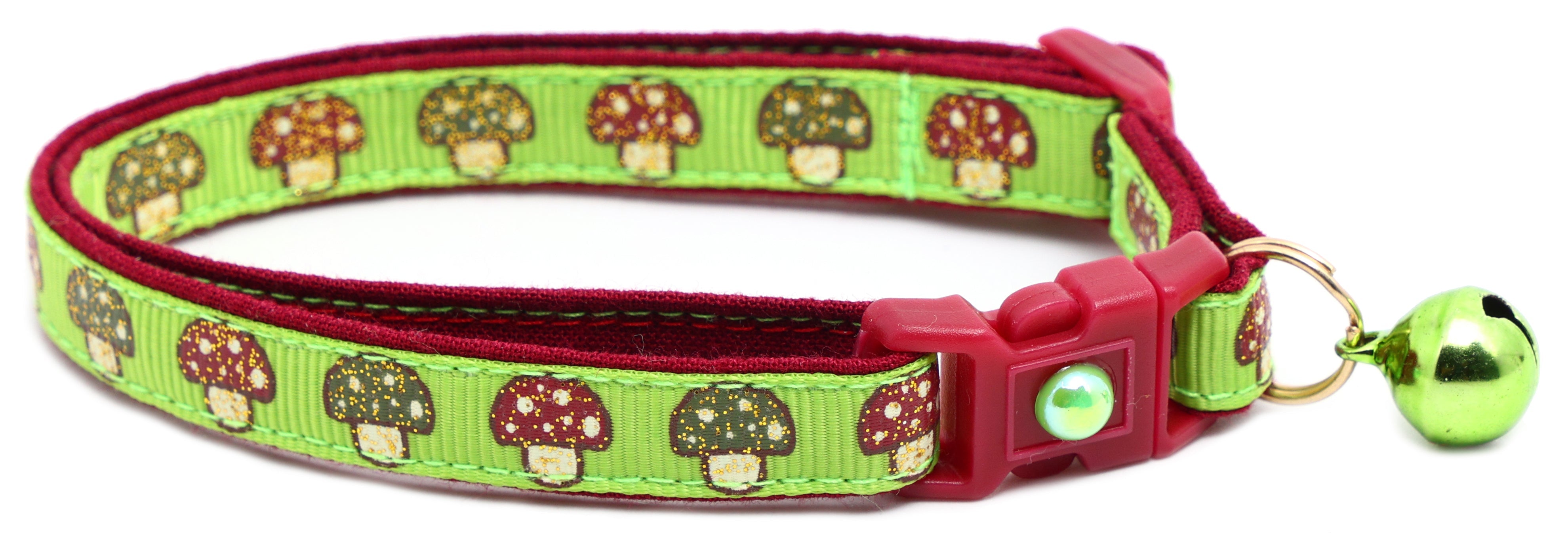 Woodland Mushrooms Breakaway Cat Collar-11