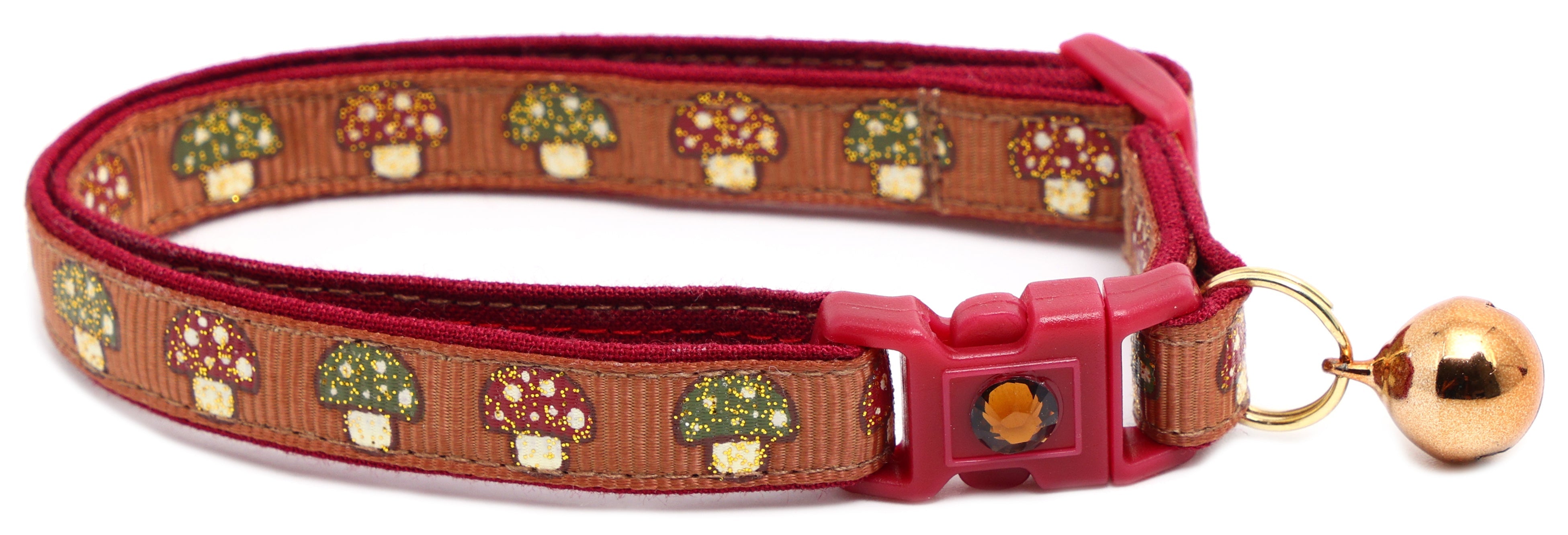 Woodland Mushrooms Breakaway Cat Collar-1