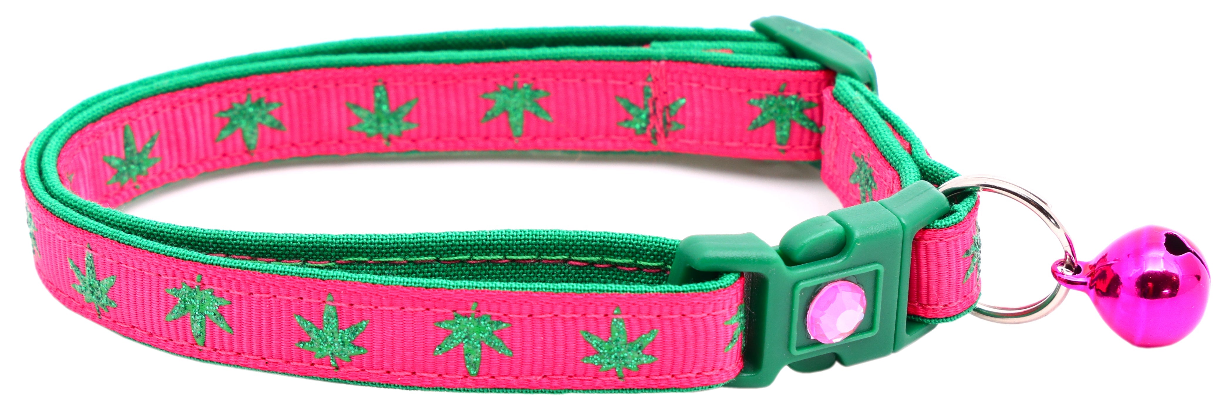 Marijuana Leaves Breakaway Cat Collar-21