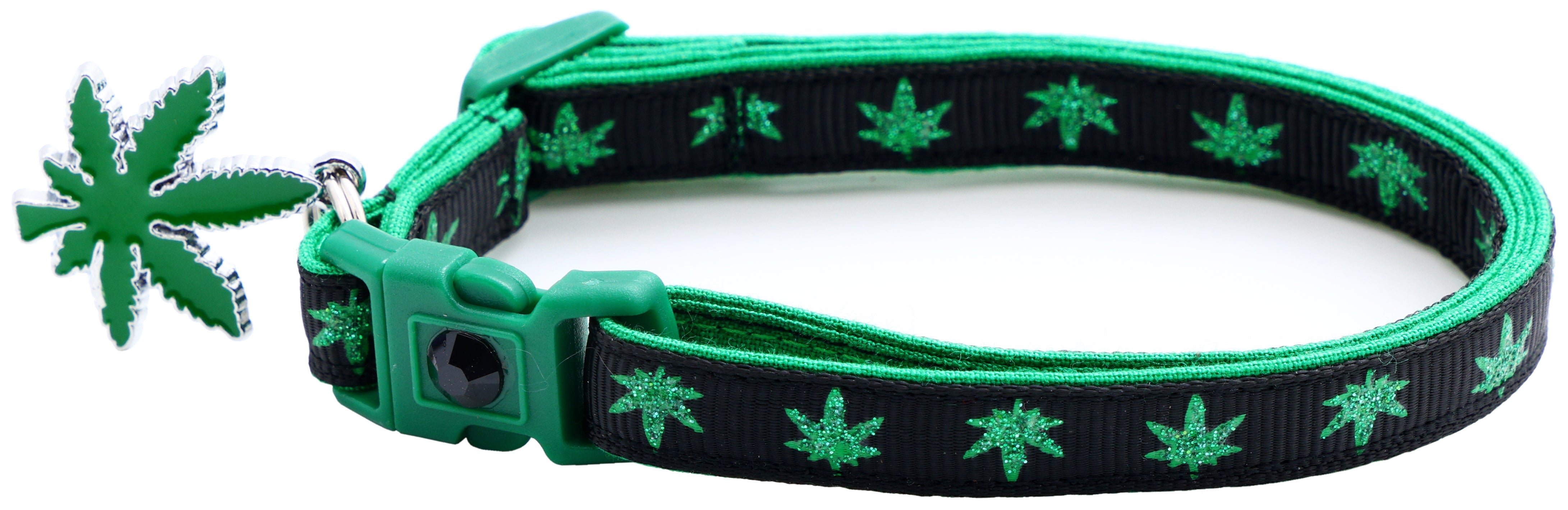 Marijuana Leaves Breakaway Cat Collar-31