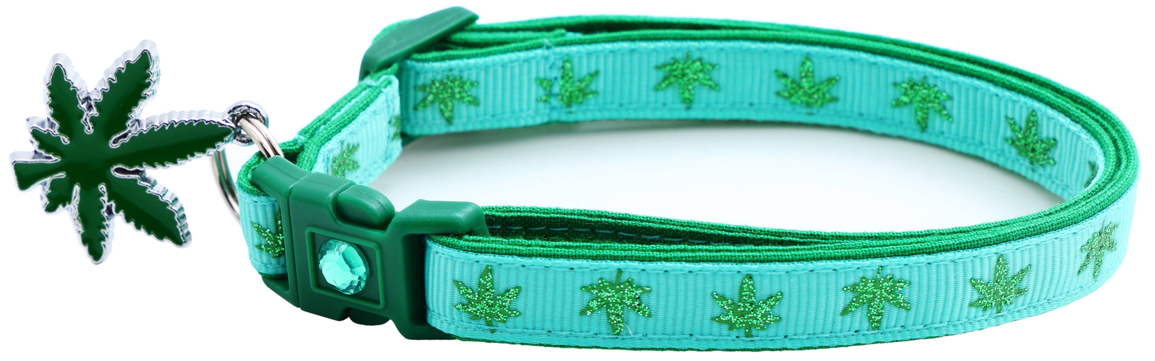 Marijuana Leaves Breakaway Cat Collar-2