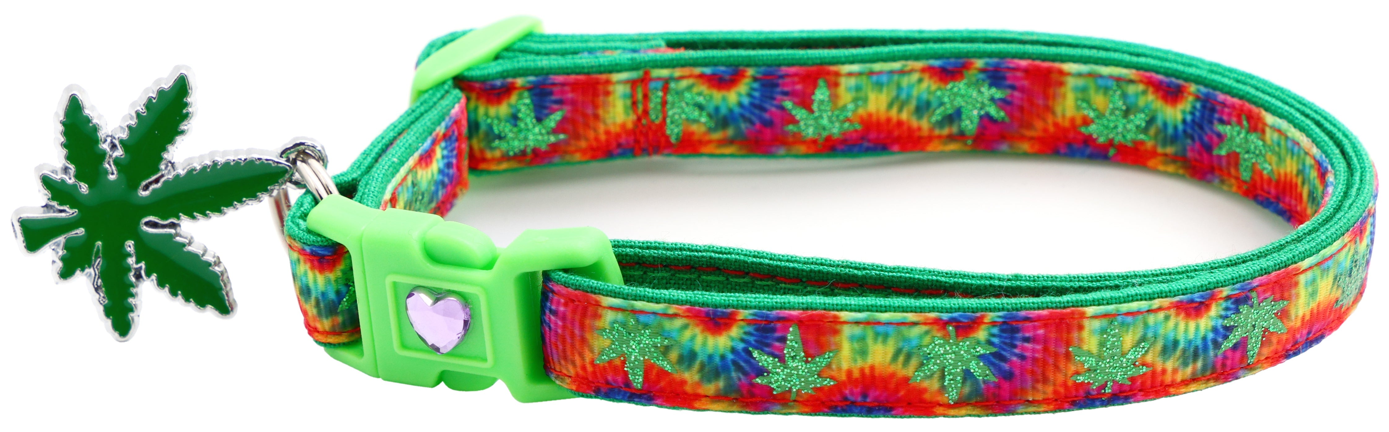 Marijuana Leaves Breakaway Cat Collar-33