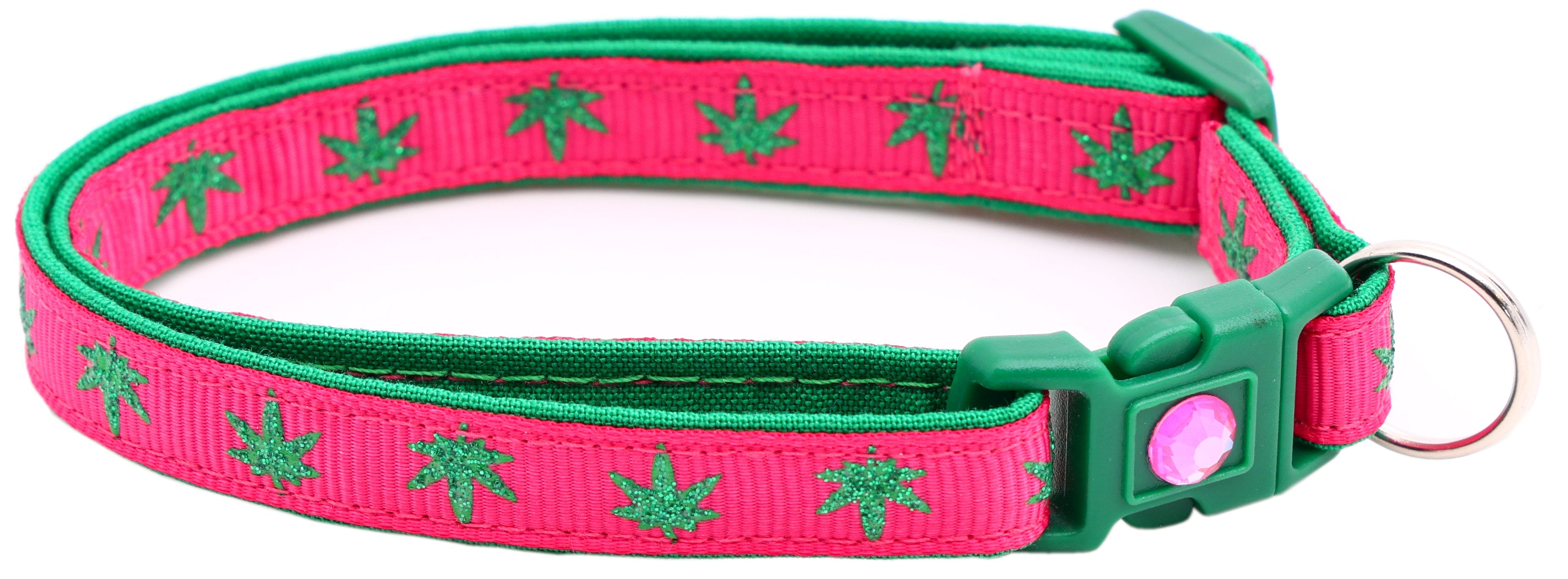 Marijuana Leaves Breakaway Cat Collar-72