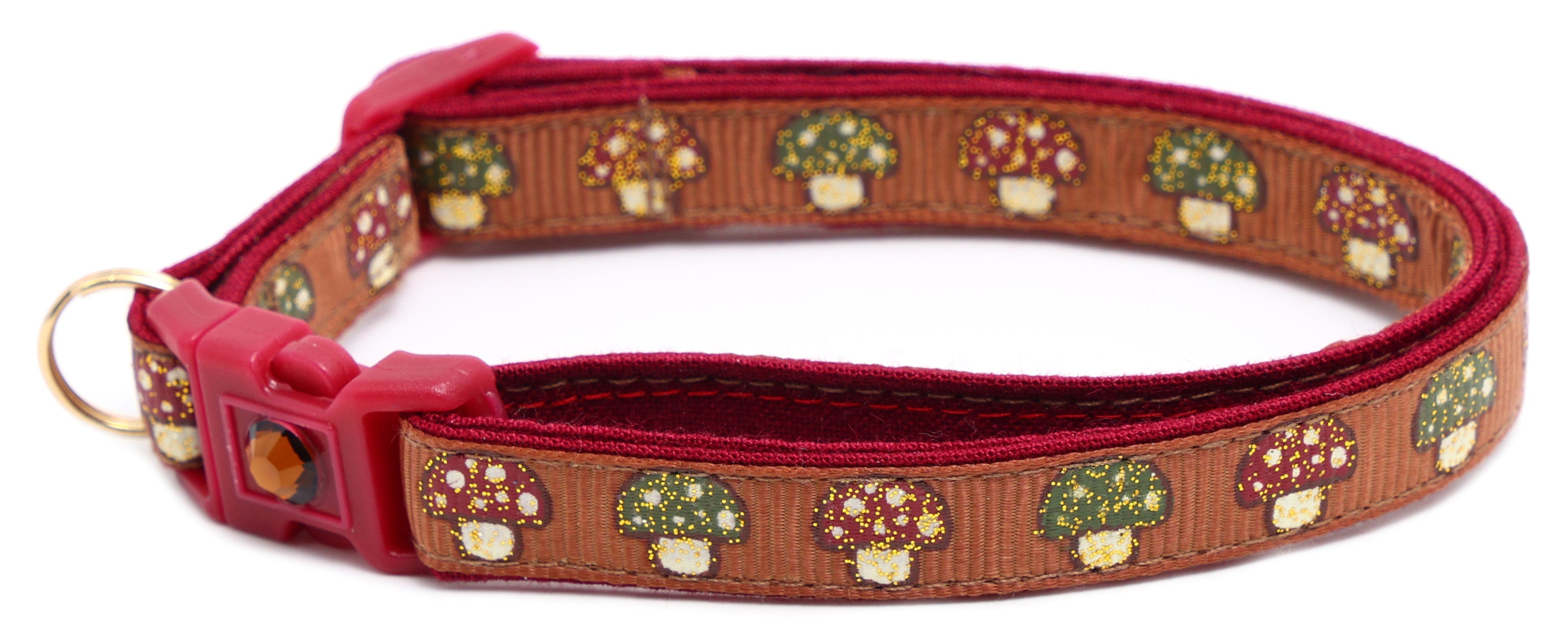 Woodland Mushrooms Breakaway Cat Collar-3