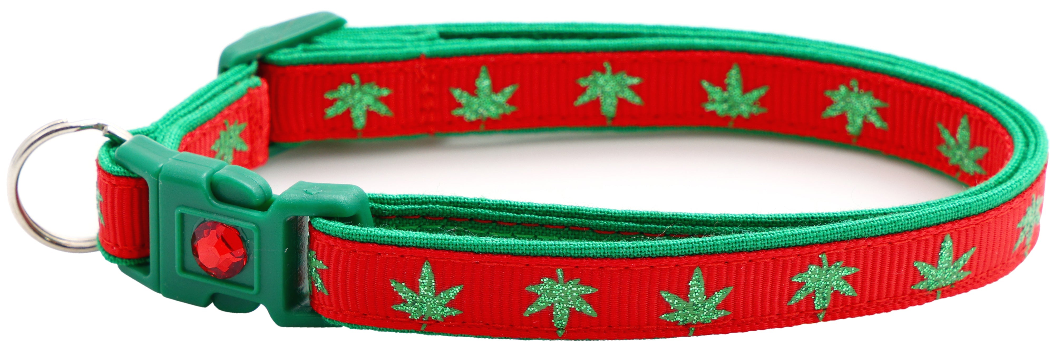 Marijuana Leaves Breakaway Cat Collar-69