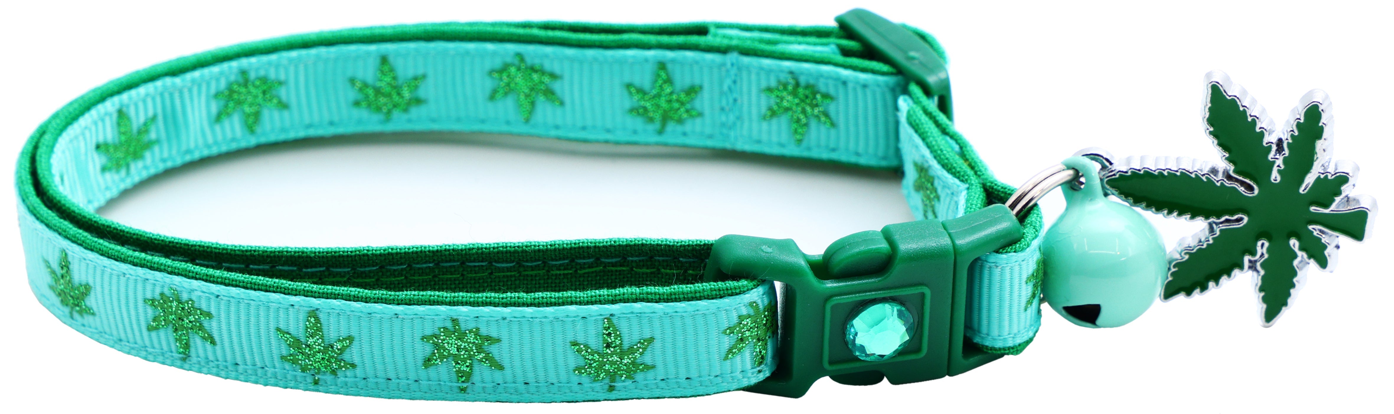 Marijuana Leaves Breakaway Cat Collar-4