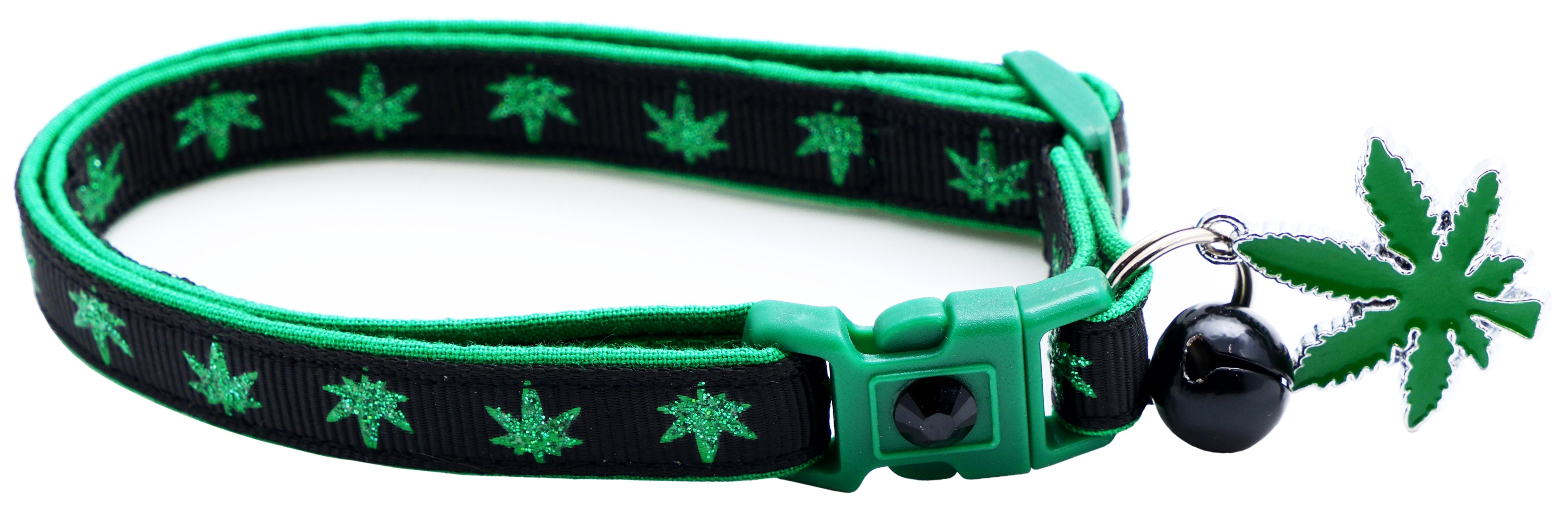 Marijuana Leaves Breakaway Cat Collar-48
