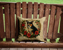 Lancashire Heeler Christmas Flowers Throw Pillow-1