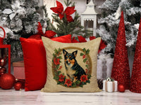 Lancashire Heeler Christmas Flowers Throw Pillow-4